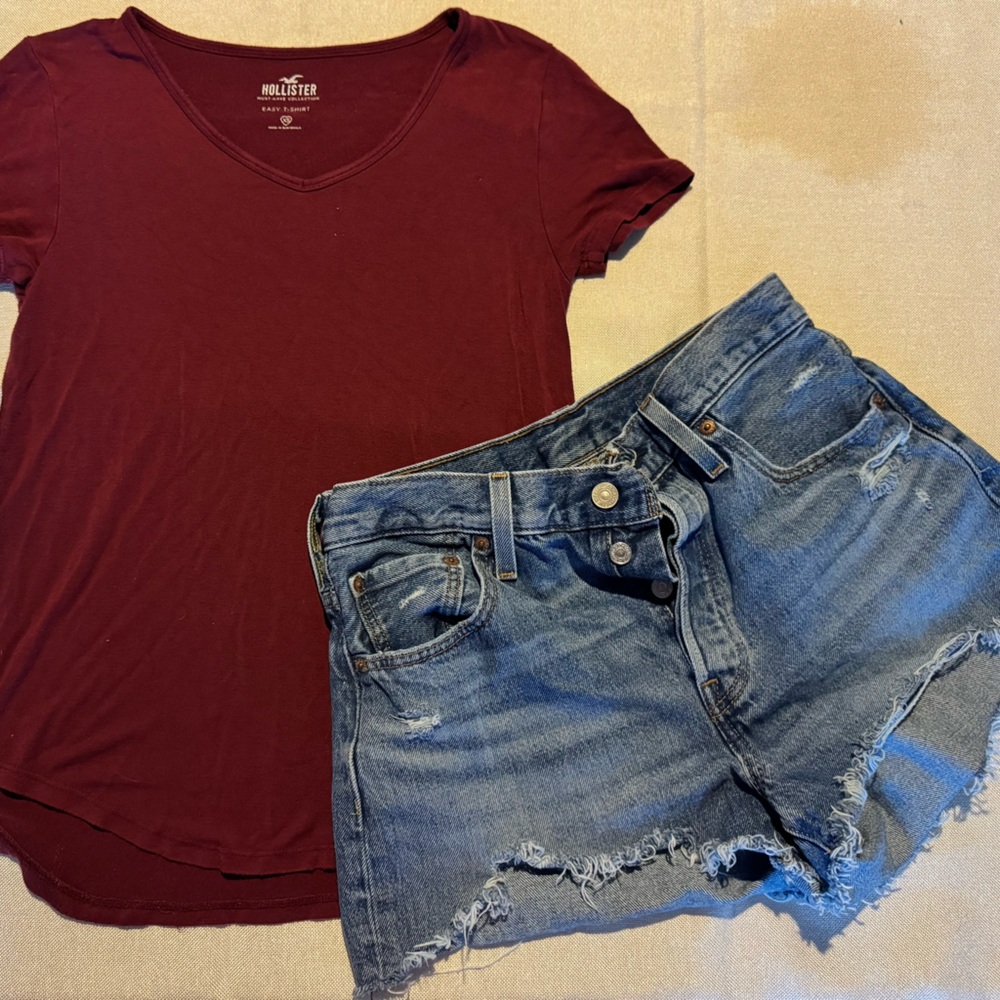 American Eagle Outfitters Maroon Short Sleeve Tee